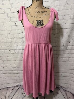 Wild Fable Pink Tie-Shoulder Scoop Neck Stretchy Women's Dress Spring Summer